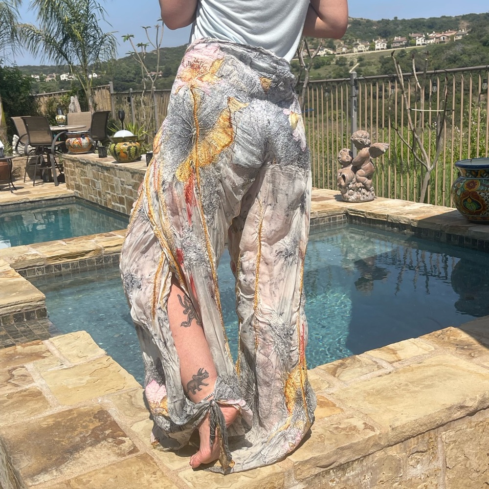 Handmade felted, Silk wrap pants - Picture 3 of 10